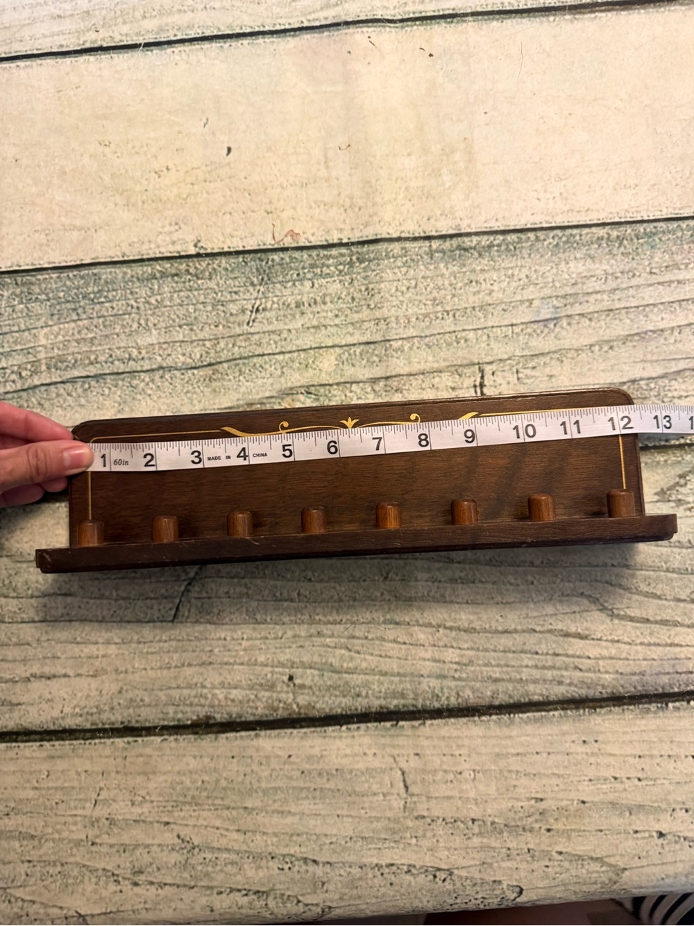 Vintage little wooden thimble display wall shelf. Trinkets. - Picture 2 of 5